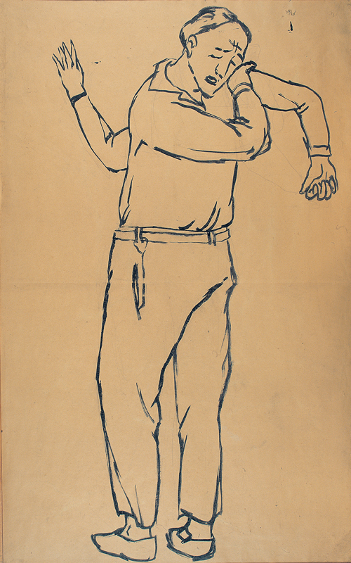 Andrzej Wróblewski – bez tytułu (człowiek) – ołówek, tusz, papier, 90 x 63 cm, 1949